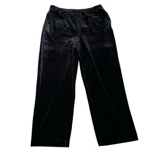 Talbots Velvet Wide-Leg Pull-On Pants Casual High Rise Pockets Size Large Petite